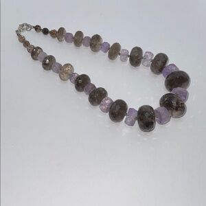 Smokey Quartz and Amethyst Statement Necklace